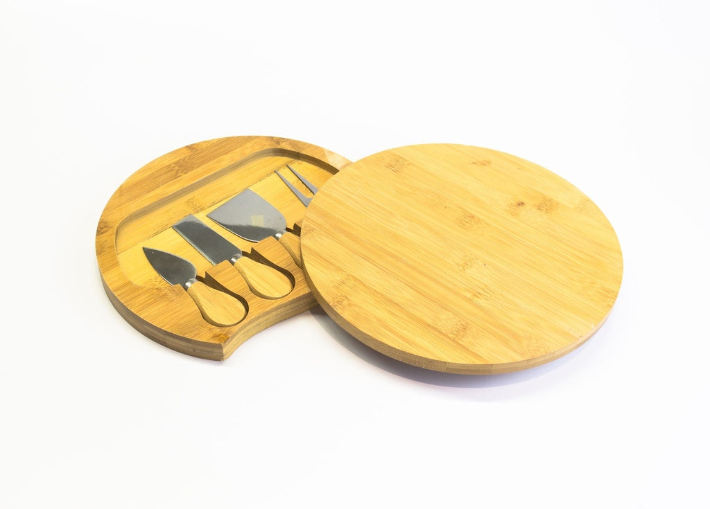 TABLA PROMOWINE QUESOS REDONDA CUATRO ACCESORIOS PZ