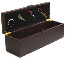 ESTUCHE MADERA CHOCOLATE CUATRO ACCESORIOS